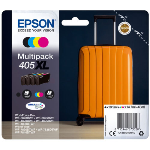Original Epson 405 XL / T05H6 / C13T05H64010 / C13T05H64020 Tinte Multipack schwarz, cyan, magenta, gelb (4 Stück)