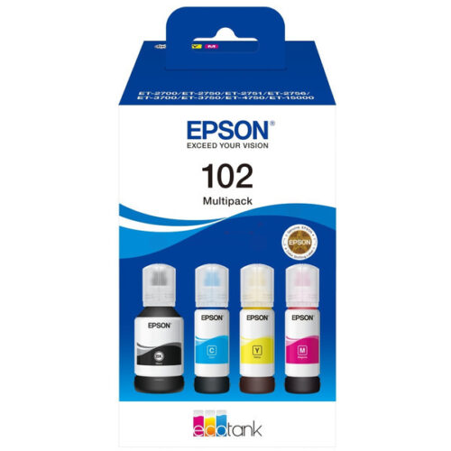 Original Epson 102 / T03R6 / C13T03R640 Tinte Multipack schwarz, cyan, magenta, gelb (4 Stück)