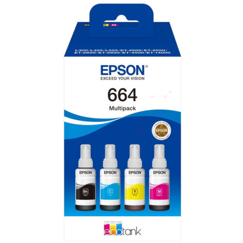 Original Epson T6646 / C13T664640 Tinte Multipack schwarz, cyan, magenta, gelb (4 Stück)
