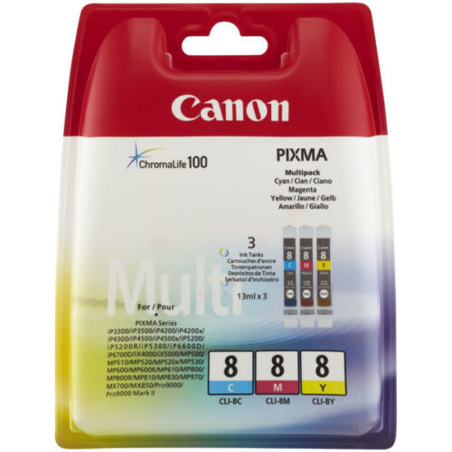Original Canon CLI-8 / 0621B026 Tinte Multipack cyan, magenta, gelb (3 Stück)