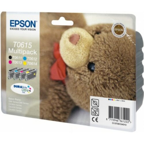 Original Epson T0615 / C13T06154010 / C13T06154020 Tinte Multipack schwarz, cyan, magenta, gelb (4 Stück)