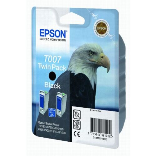 Original Epson T007 / C13T00740210 Tinten Doppelpack schwarz (2 Stück)