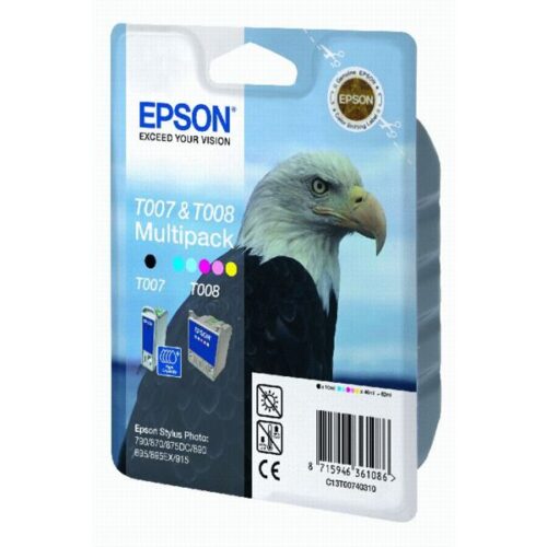 Original Epson T007 T008 / C13T00740310 Tinte Multipack schwarz, color (2 Stück)