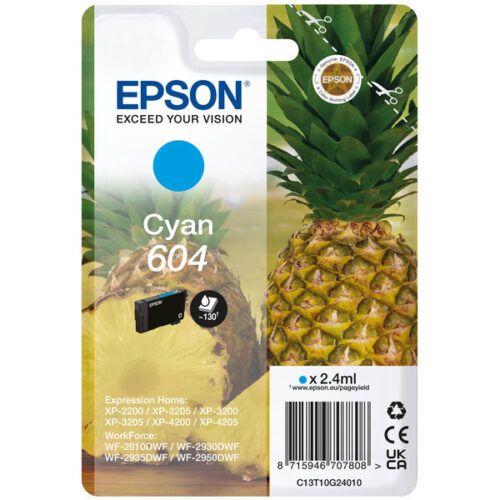 Original Epson 604 / T10G2 / C13T10G24010 Tinte cyan