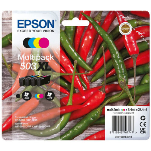Original Epson 503XL / T09R6 / C13T09R64010 Tinte Multipack schwarz, cyan, magenta, gelb (4 Stück)