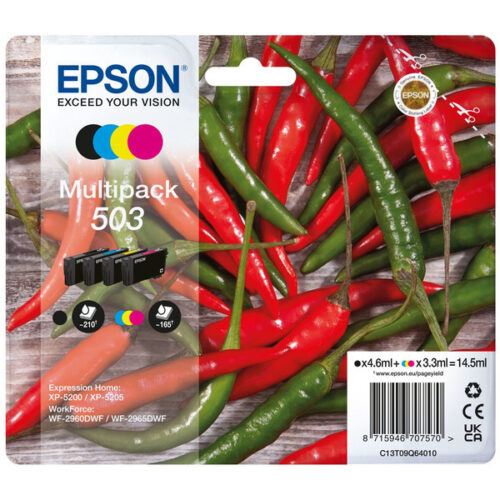 Original Epson 503 / T09Q6 / C13T09Q64010 Tinte Multipack schwarz, cyan, magenta, gelb (4 Stück)