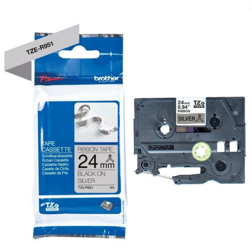 Original Brother TZE-R951 Schriftband schwarz auf silber (24mm x 4m)
