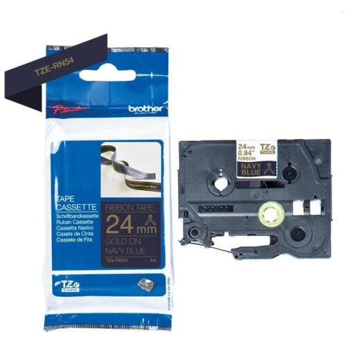 Original Brother TZE-RN54 Schriftband gold auf navyblau (24mm x 4m)