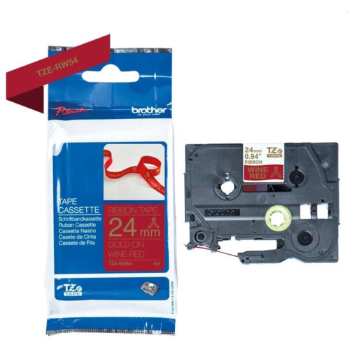 Original Brother TZE-RW54 Schriftband gold auf rot (24mm x 4m)