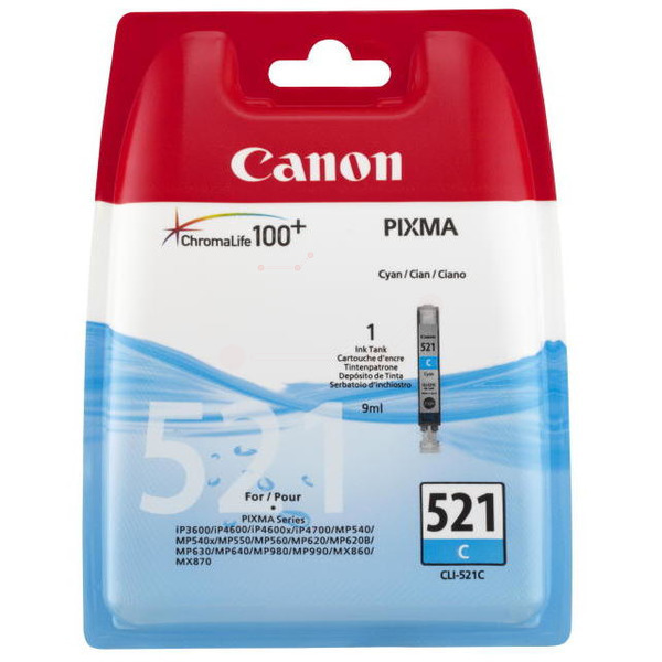 Original Canon CLI-521 C / 2934B001 / 2934B009 Tinte cyan