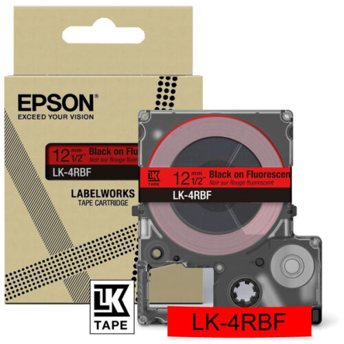Original Epson LK-4RBF / C53S672099 Schriftband schwarz auf fluoreszierend rot (12mm x 8m)