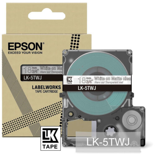 Original Epson LK-5TWJ / C53S672069 Schriftband weiß auf matt transparent (18mm x 8m)