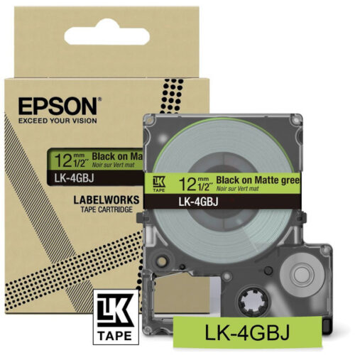 Original Epson LK-4GBJ / C53S672077 Schriftband schwarz auf matt grün (12mm x 8m)