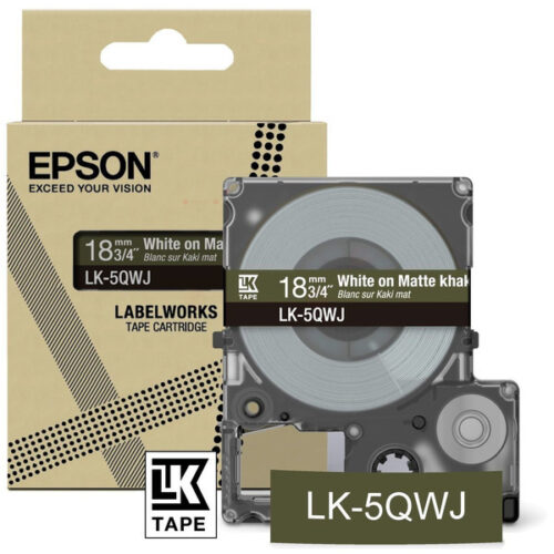 Original Epson LK-5QWJ / C53S672089 Schriftband weiß auf matt khaki (18mm x 8m)