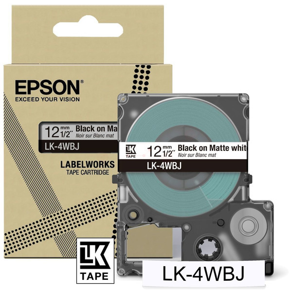 Original Epson LK-4WBJ / C53S672062 Schriftband schwarz auf matt weiß (12mm x 8m)