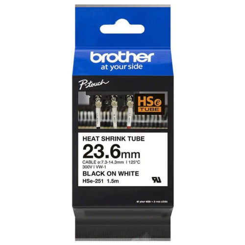 Brother HSE-251E Heissschrumpfschlauch schwarz, weiß (21mm x 1,5m)