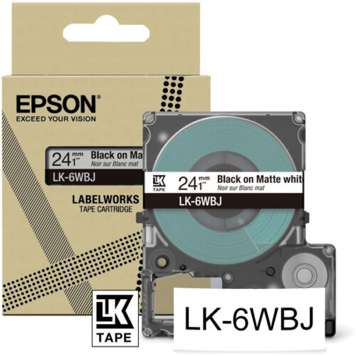 Original Epson LK-6WBJ / C53S672064 Schriftband schwarz auf matt weiß (24mm x 8m)