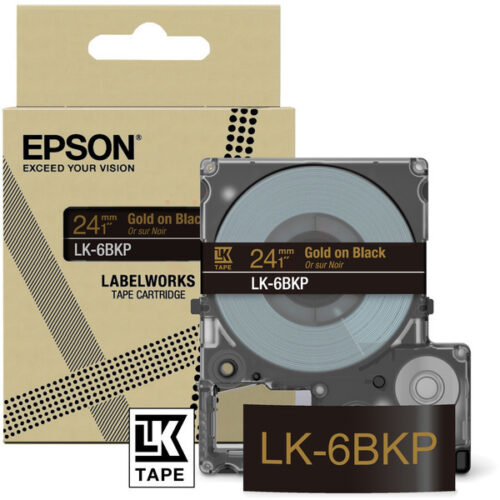 Original Epson LK-6BKP / C53S672096 Schriftband gold auf schwarz (24mm x 8m)