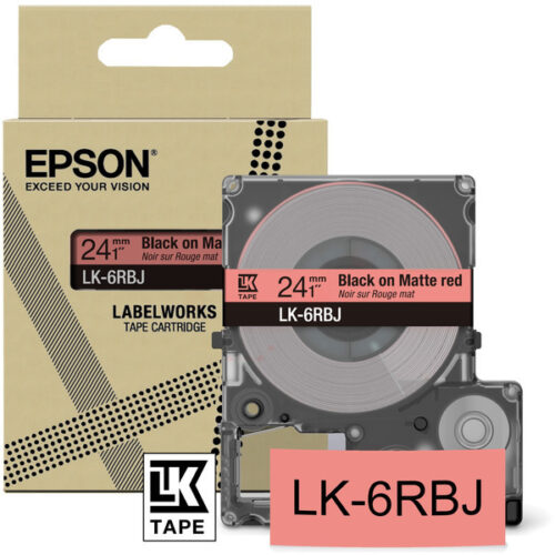 Original Epson LK-6RBJ / C53S672073 Schriftband schwarz auf matt rot (24mm x 8m)