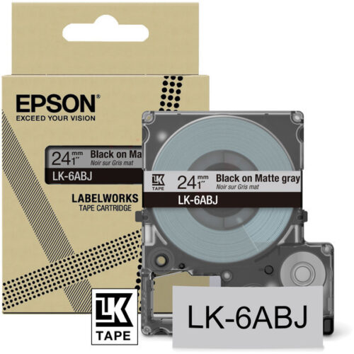 Original Epson LK-6ABJ / C53S672088 Schriftband schwarz auf matt grau (24mm x 8m)