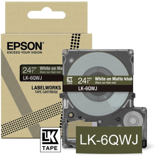 Original Epson LK-6QWJ / C53S672090 Schriftband weiß auf matt khaki (24mm x 8m)