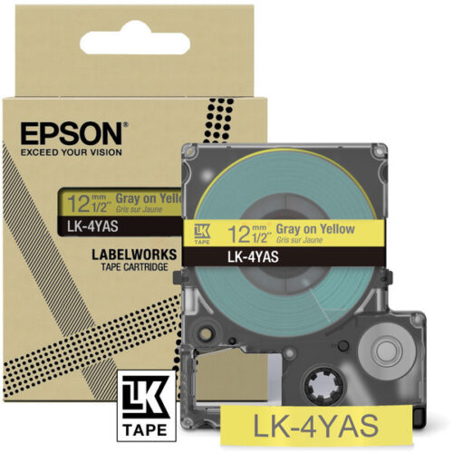 Original Epson LK-4YAS / C53S672104 Schriftband grau auf gelb (12mm x 8m)
