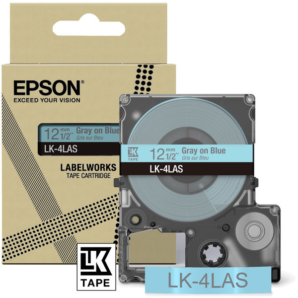 Original Epson LK-4LAS / C53S672106 Schriftband grau auf blau (12mm x 8m)