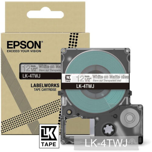 Original Epson LK-4TWJ / C53S672068 Schriftband weiß auf matt transparent (12mm x 8m)