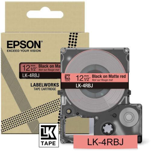 Original Epson LK-4RBJ / C53S672071 Schriftband schwarz auf matt rot (12mm x 8m)
