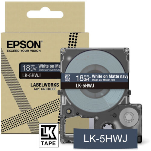 Original Epson LK-5HWJ / C53S672085 Schriftband weiß auf matt navyblau (18mm x 8m)