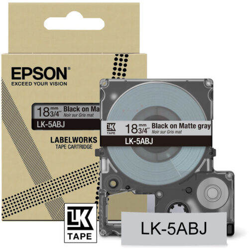 Original Epson LK-5ABJ / C53S672087 Schriftband schwarz auf matt grau (18mm x 8m)