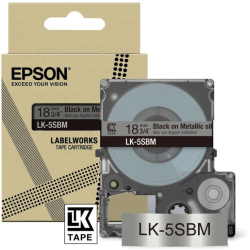 Original Epson LK-5SBM / C53S672094 Schriftband schwarz auf metallic silber (18mm x 8m)