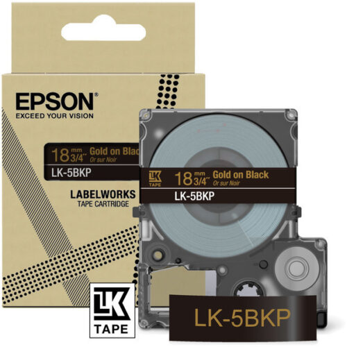 Original Epson LK-5BKP / C53S672095 Schriftband gold auf schwarz (18mm x 8m)