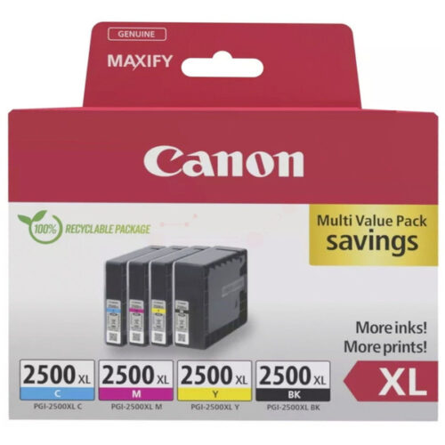 Original Canon PGI-2500XL / 9254B010 Tinte Multipack schwarz, cyan, magenta, gelb (4 Stück)
