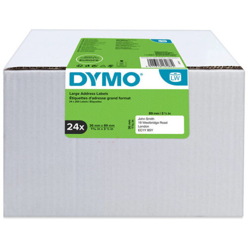 Original Dymo 13187 / S0722390 Etiketten weiß (28 x 89mm 24 x 130 Stück)
