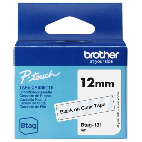Original Brother Btag-131 Schriftband schwarz auf transparent (12mm x 4m)