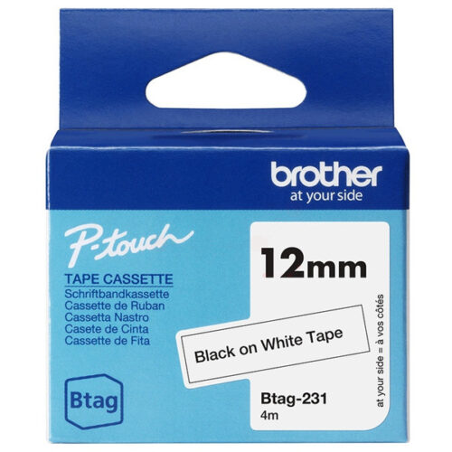 Original Brother Btag-231 Schriftband schwarz auf weiß (12mm x 4m)