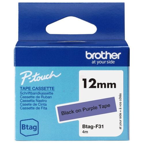 Original Brother Btag-F31 Schriftband schwarz auf lila (12mm x 4m)