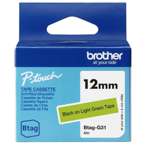 Original Brother Btag-G31 Schriftband schwarz auf hellgrün (12mm x 4m)