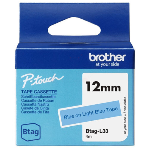 Original Brother Btag-L33 Schriftband blau auf hellblau (12mm x 4m)