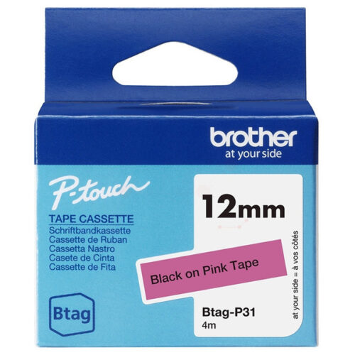 Original Brother Btag-P31 Schriftband schwarz auf pink (12mm x 4m)