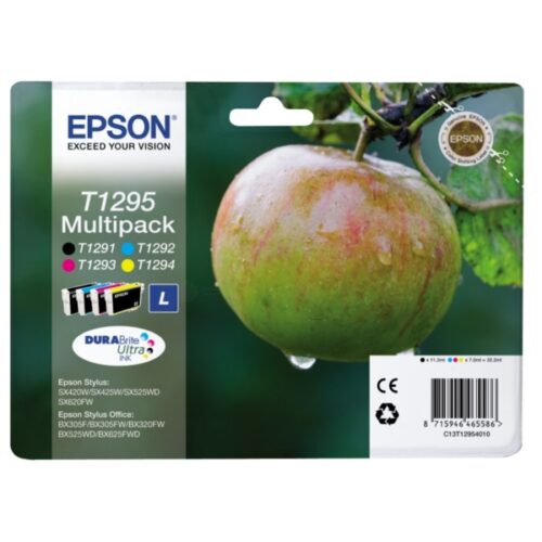 Original Epson T1295 / C13T12954012 / C13T12954022 / C13T12954511 Tinte Multipack schwarz, cyan, magenta, gelb (4 Stück)