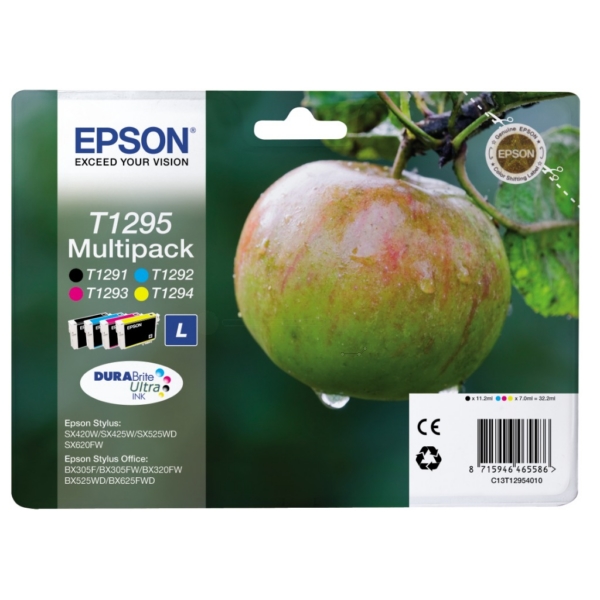 Original Epson T1295 / C13T12954012 / C13T12954022 / C13T12954511 Tinte Multipack schwarz, cyan, magenta, gelb (4 Stück)