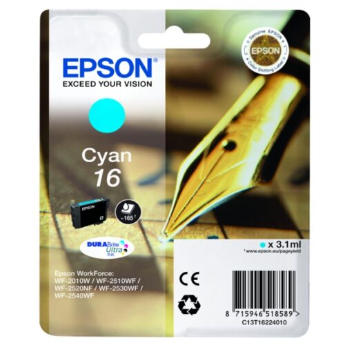 Original Epson 16 / T1622 / C13T16224012 / C13T16224022 Tinte cyan