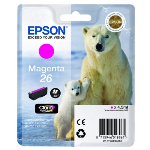 Original Epson 26 / T2613 / C13T26134012 / C13T26134022 Tinte magenta