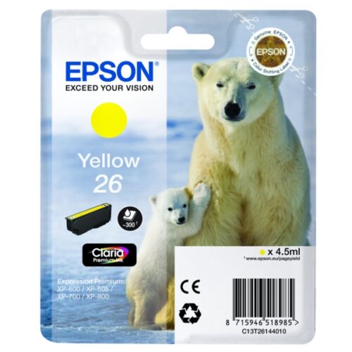 Original Epson 26 / T2614 / C13T26144012 / C13T26144022 Tinte gelb