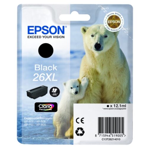 Original Epson 26XL / T2621 / C13T26214012 / C13T26214022 Tinte schwarz