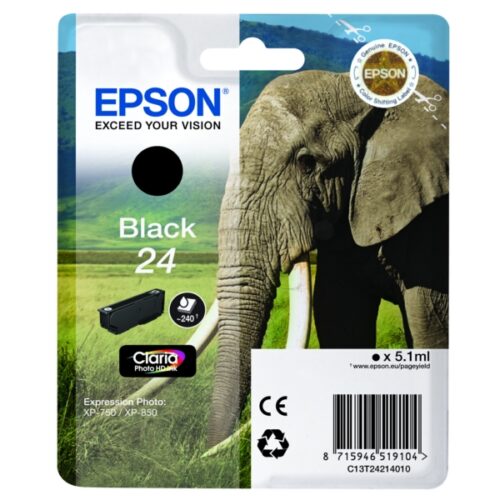 Original Epson 24 / T2421 / C13T24214012 / C13T24214022 Tinte schwarz