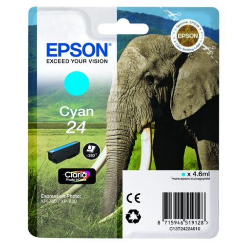 Original Epson 24 / T2422 / C13T24224012 / C13T24224022 Tinte cyan