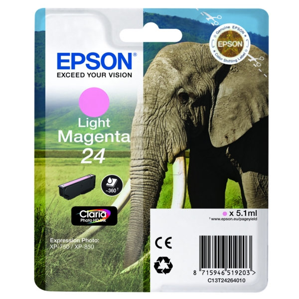 Original Epson 24 / T2426 / C13T24264012 / C13T24264022 Tinte photo magenta
